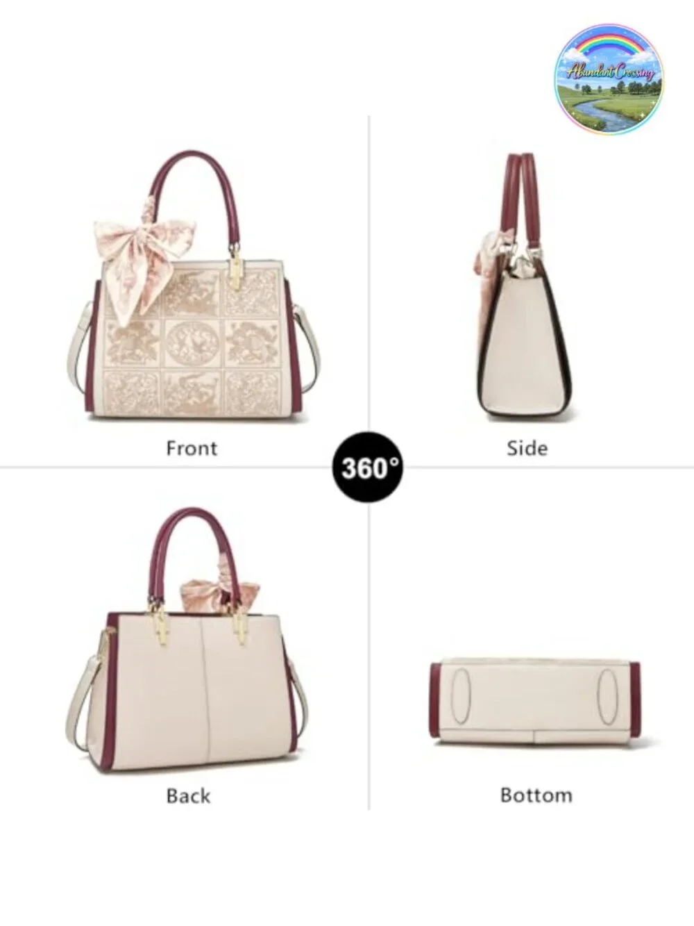 Vintage Embroidery Leather Tote Bag Satchel Crossbody Shoulder Handbag